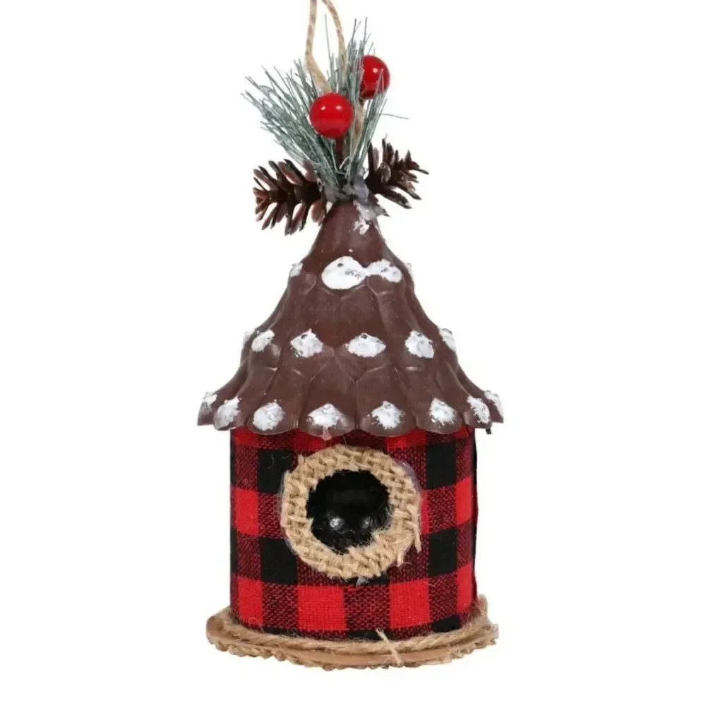 Christmas House Buffalo Check Bird House Bohemian Rustic Farmhouse Set